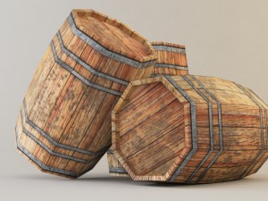 low poly wooden barrel 3D Model