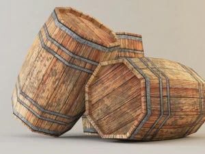 barril de madeira poli baixo Modelo 3D