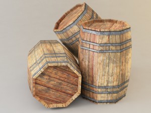 low poly wooden barrel Modelo 3D