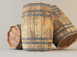 low poly wooden barrel Modelo 3D