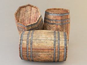 low poly wooden barrel Modelo 3D