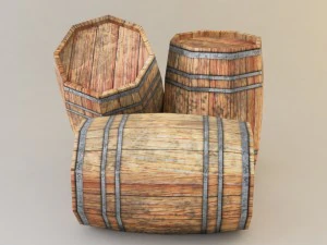 low poly wooden barrel 3D Model