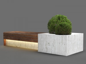 street bench with plant 3Dモデル