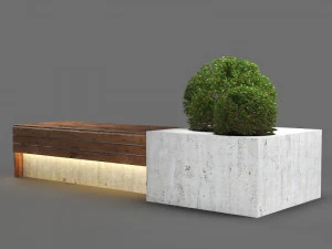 street bench with plant 3D Model