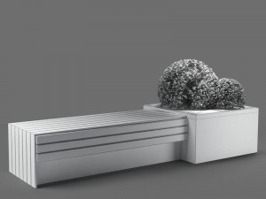 street bench with plant 3Dモデル