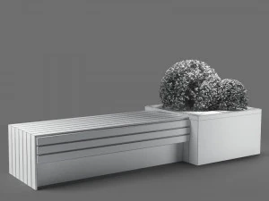 street bench with plant 3D Model