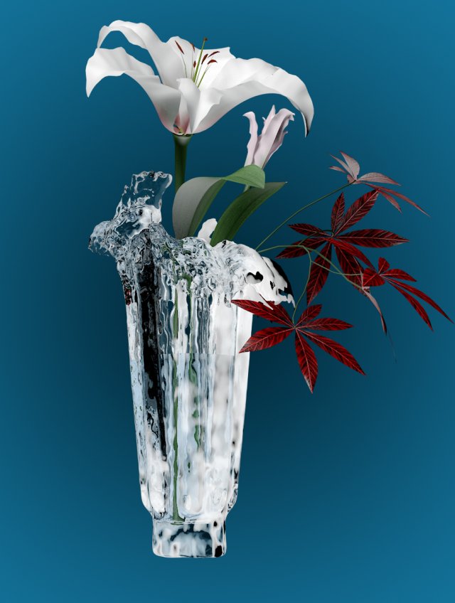 vase splash with flowers 3D 模型 .c4d .max .obj .3ds .fbx .stl .blend 