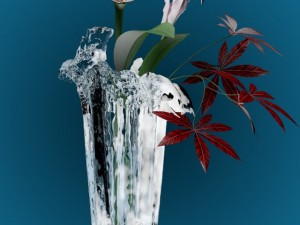 vase splash with flowers 3D Модель