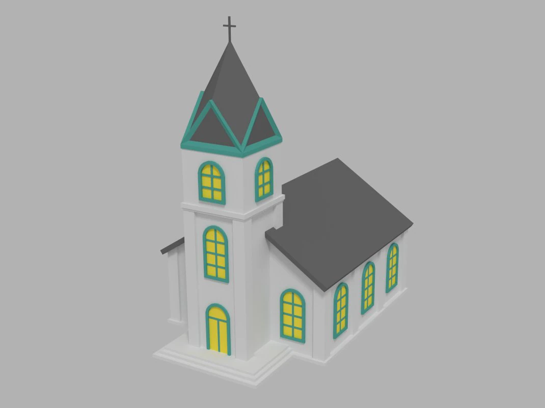 church 3D Model .c4d .max .obj .3ds .fbx .stl .blend 