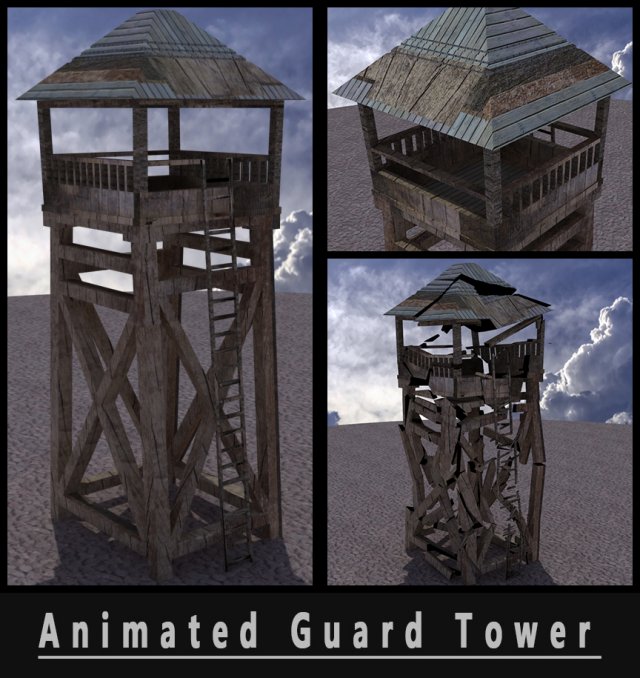 animated guard tower 3Dモデル .c4d .max .obj .3ds .fbx .stl .blend 
