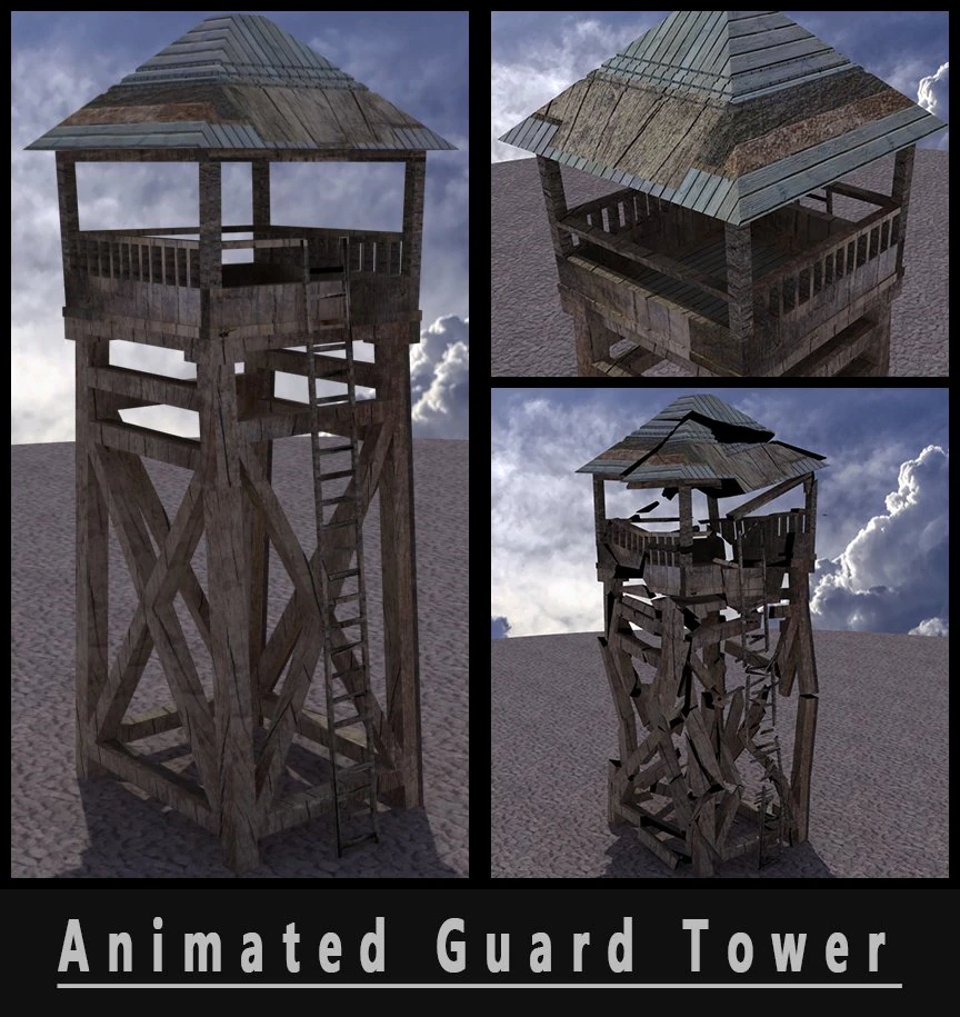 animated guard tower 3D Model .c4d .max .obj .3ds .fbx .stl .blend