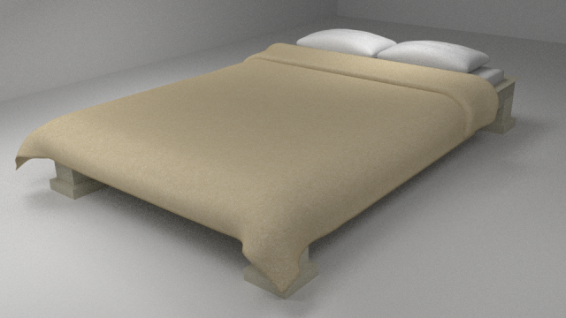 bed with fabric sheets and pillows Modelo 3D .c4d .max .obj .3ds .fbx .stl .blend 