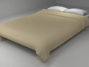 bed with fabric sheets and pillows 3D Model