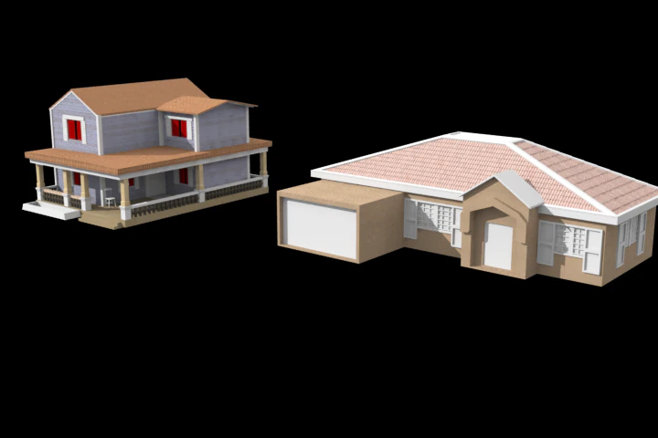 simple house exteriors 3D Model .c4d .max .obj .3ds .fbx .stl .blend 