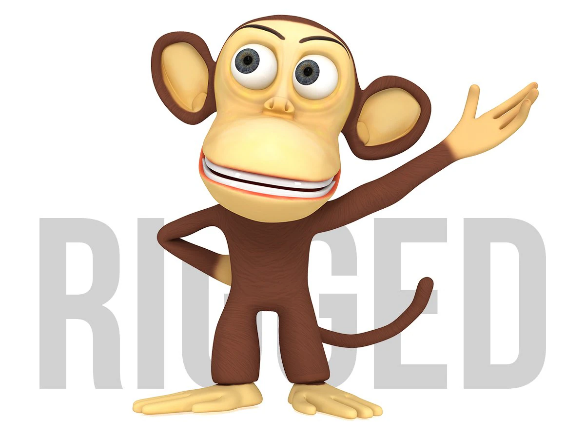 monkey cartoon character model 3D Model .c4d .max .obj .3ds .fbx .stl .blend 