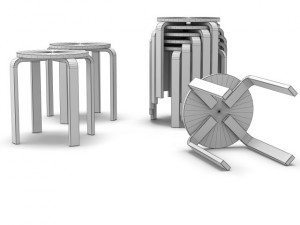 wood modern tabouret stool and stack of stools 3D Модель