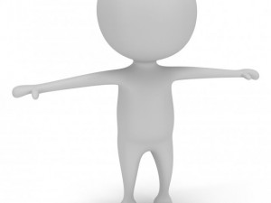 low poly white cartoon man biped 3D Model