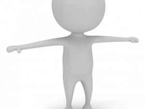 低聚白色卡通人双足 3D 模型