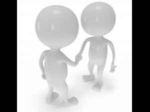 low poly white cartoon man biped 3D Model
