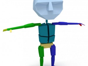 low poly white cartoon man biped 3D Model