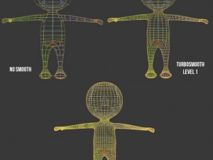 low poly white cartoon man biped 3D Model