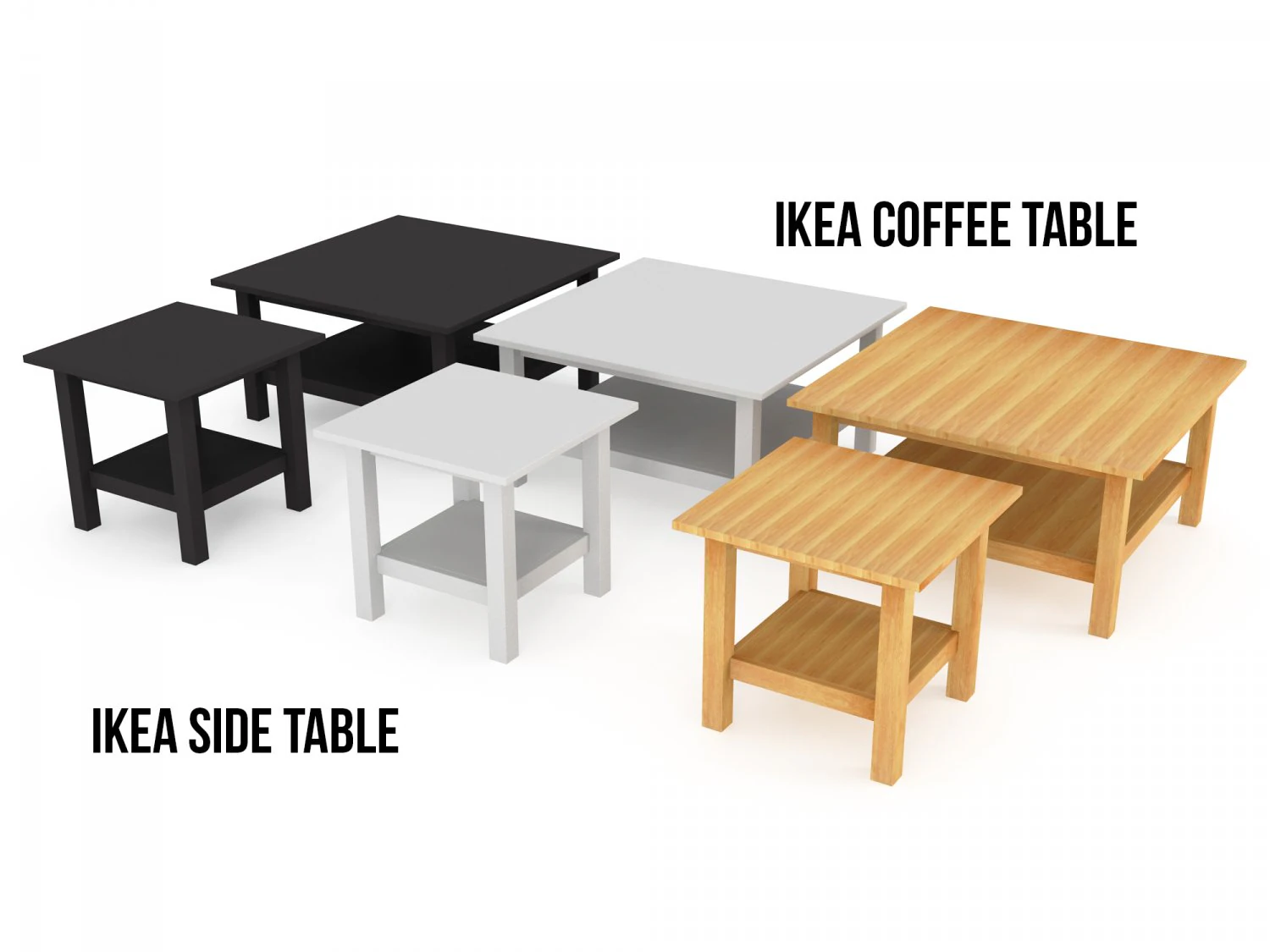 ikea hemnes side table in the three colors 3D Model .c4d .max .obj .3ds .fbx .stl .blend 