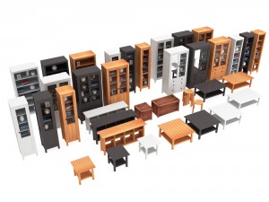 set of 14 ikea hemnes and hol furniture 3D Model