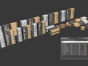 set of 14 ikea hemnes and hol furniture 3D Model