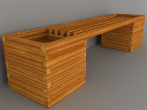 wooden bench Modelo 3D