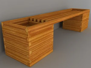 wooden bench 3D Model