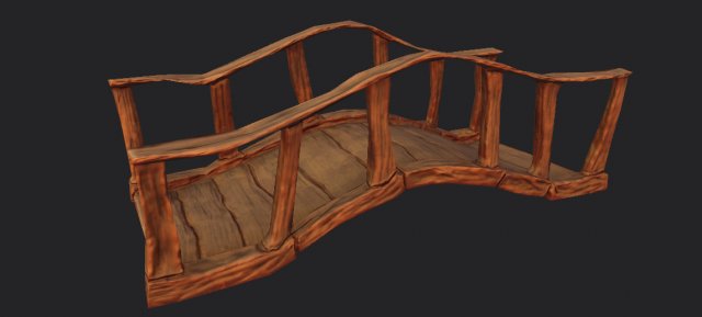 wood bridge stylized Modelo 3D .c4d .max .obj .3ds .fbx .stl .blend 