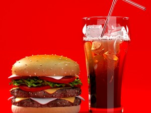 burger with soft drinks 3D 모델