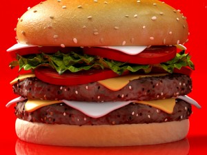 burger with soft drinks Model 3D