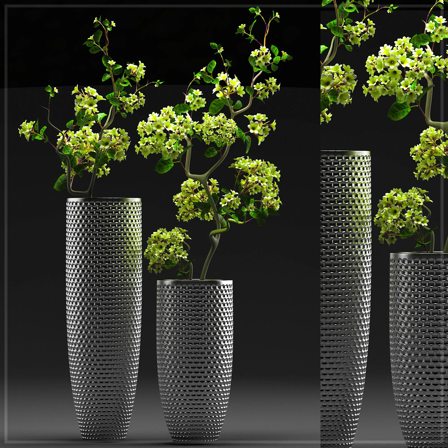 flower vase set 3D Model .c4d .max .obj .3ds .fbx .stl .blend 