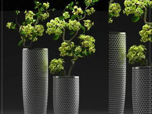 ensemble de vases &agrave; fleurs Modèle 3D