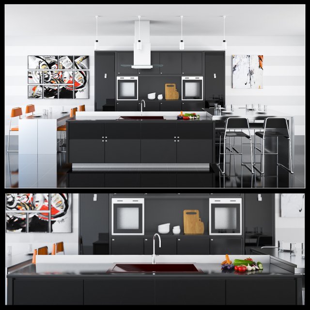 kitchen 4 Model 3D .c4d .max .obj .3ds .fbx .stl .blend 