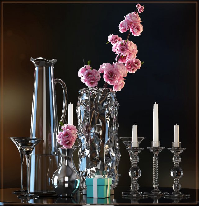 flower vase set 3 Modelo 3D .c4d .max .obj .3ds .fbx .stl .blend 