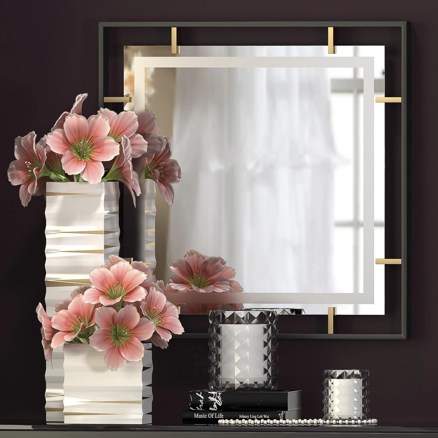 DECORATIVE FLOWER VASE SET 5 3D Model .c4d .max .obj .3ds .fbx .stl .blend