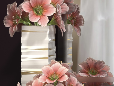 DECORATIVE FLOWER VASE SET 5 3D Model