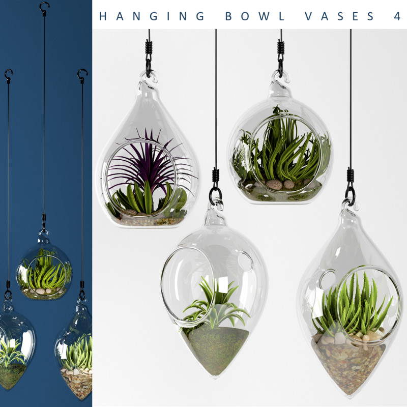 GLASS HANGING BOWLS 3D Model .c4d .max .obj .3ds .fbx .stl .blend 
