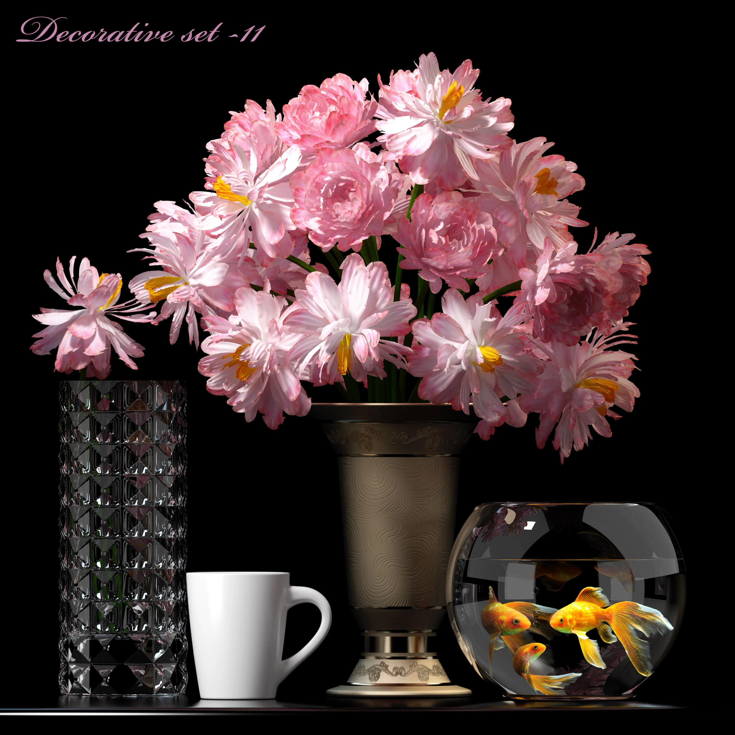 Flower set 11 3D Model .c4d .max .obj .3ds .fbx .stl .blend 