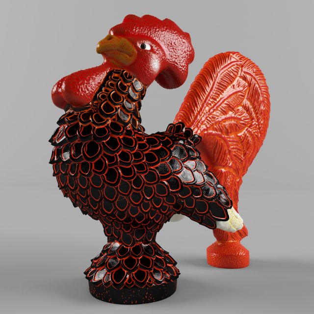 glass figurine rooster 3D Модель .c4d .max .obj .3ds .fbx .stl .blend 