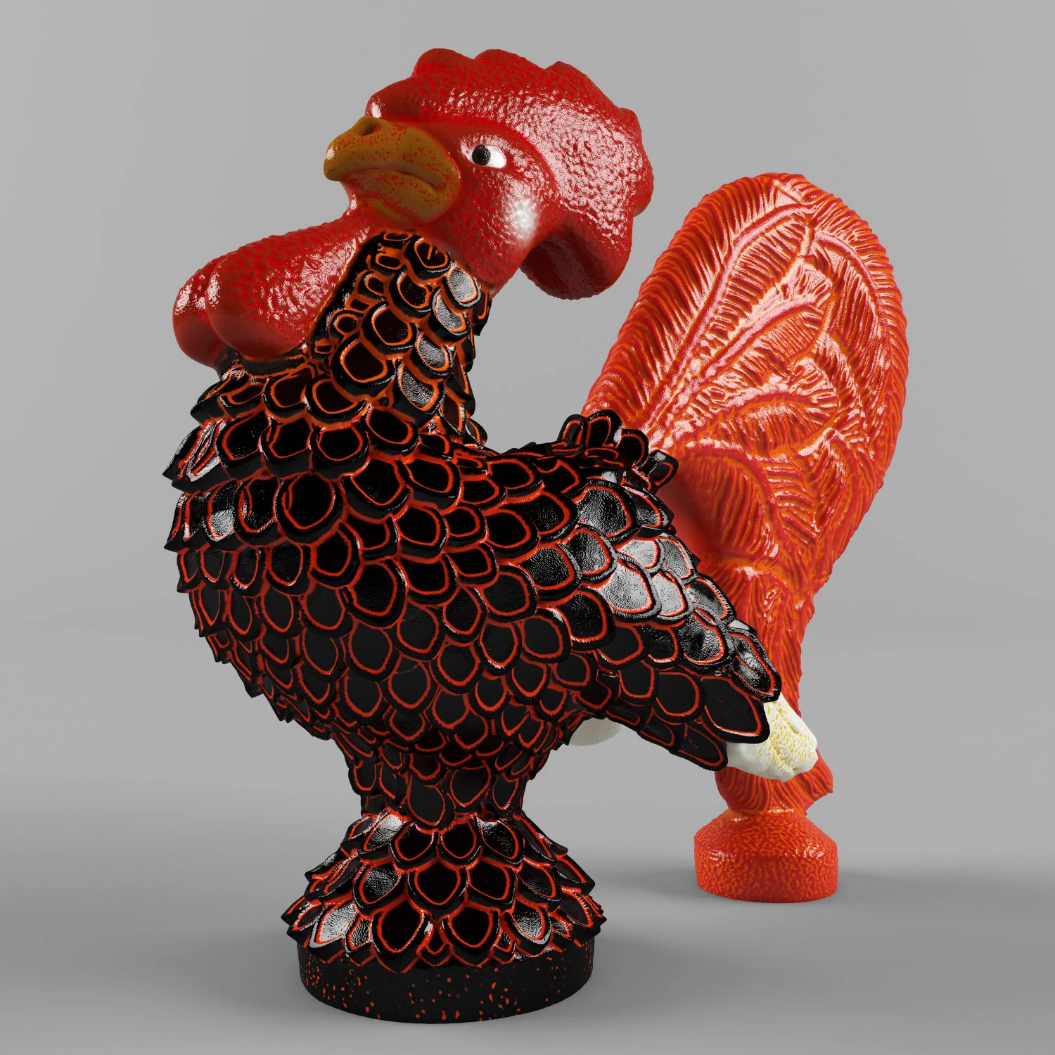 glass figurine rooster 3D Model .c4d .max .obj .3ds .fbx .stl .blend 
