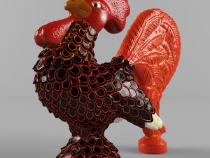 glass figurine rooster Modèle 3D