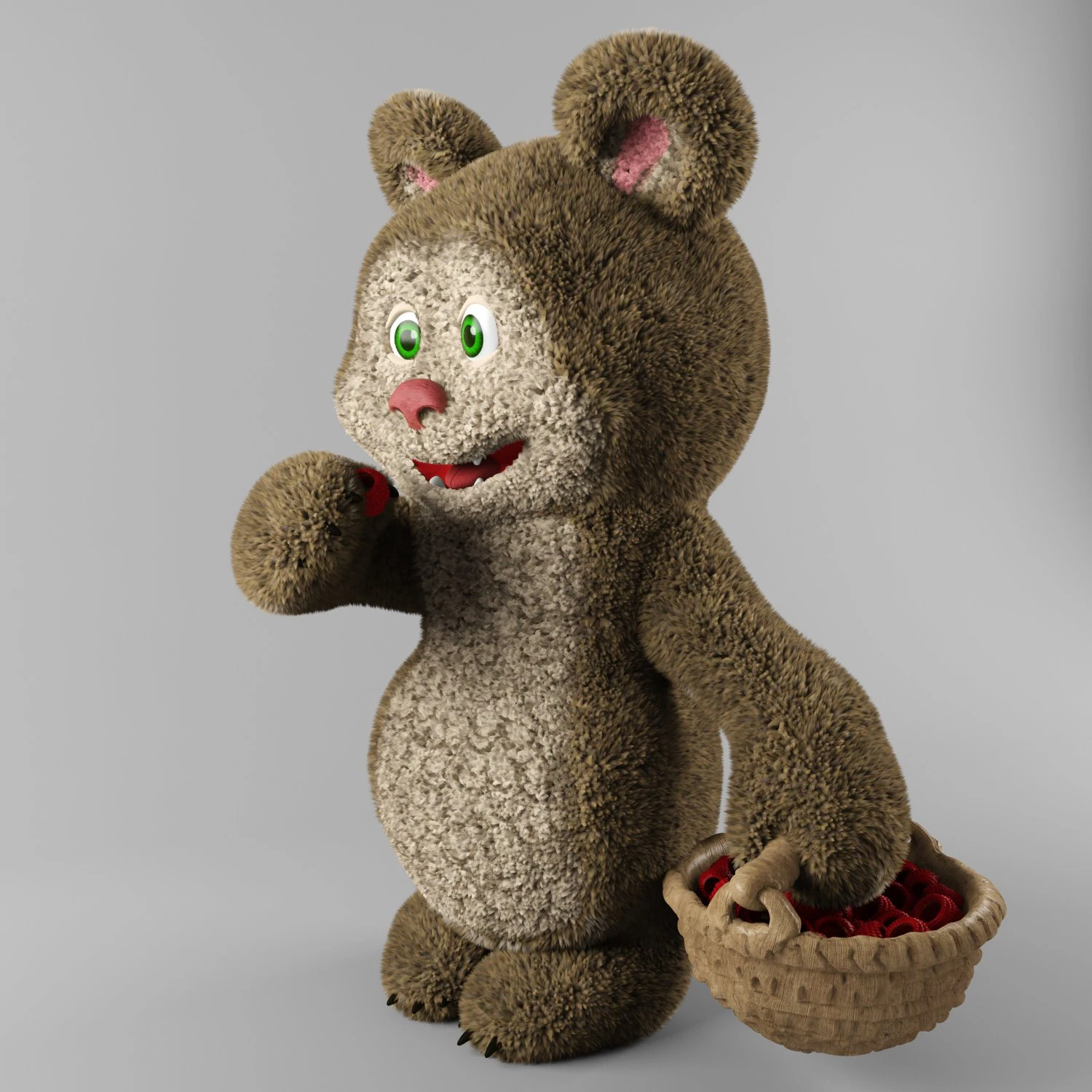 bear and raspberries 3D Model .c4d .max .obj .3ds .fbx .stl .blend 