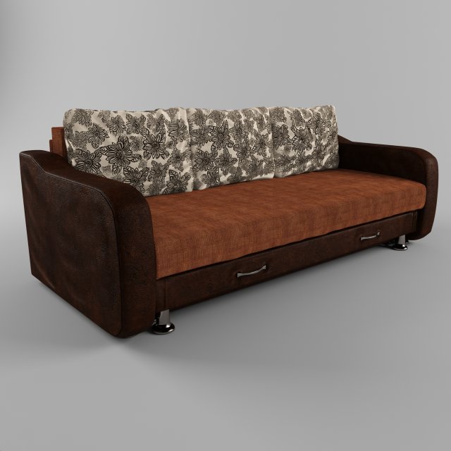 sofa with leather armrests Modelo 3D .c4d .max .obj .3ds .fbx .stl .blend 
