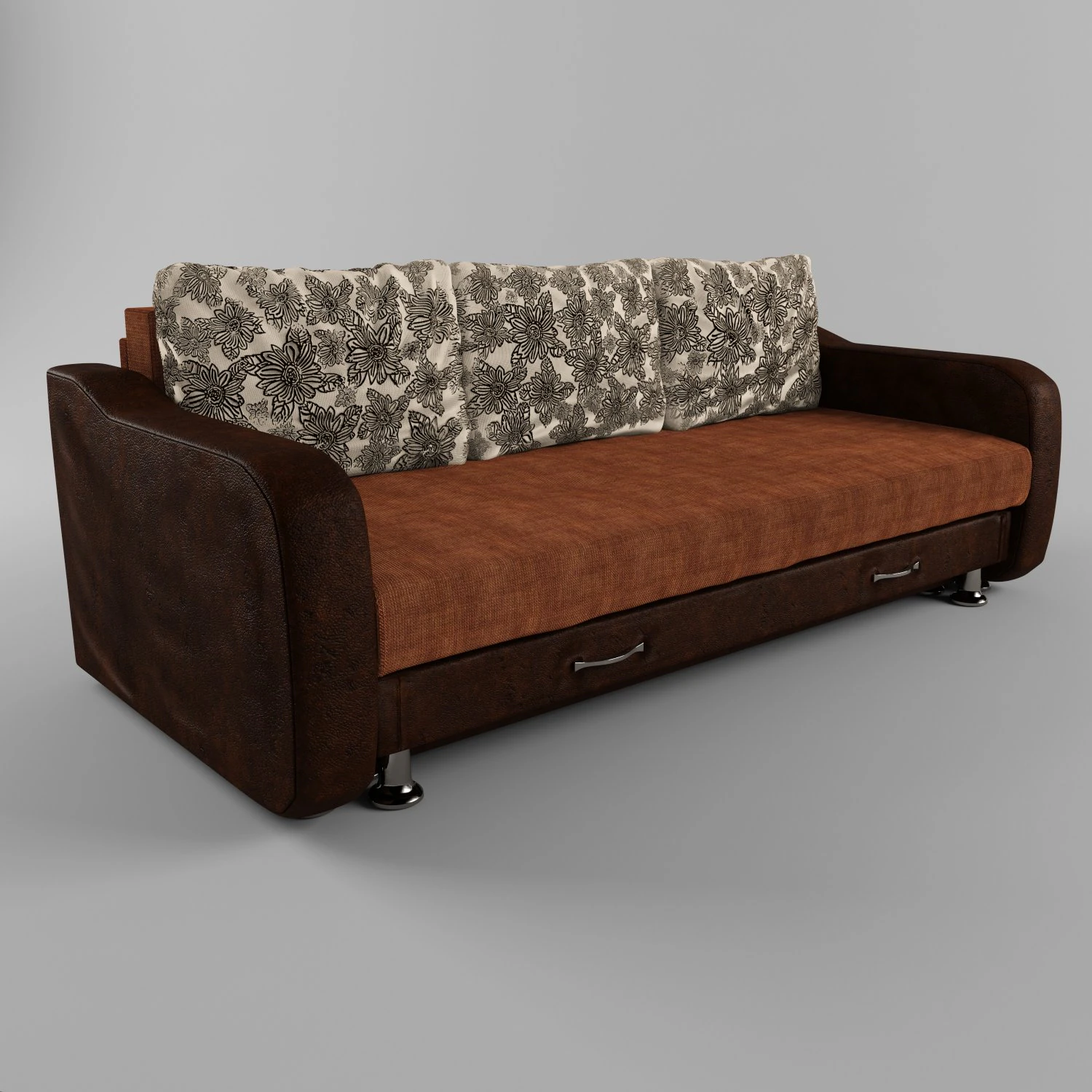 sofa with leather armrests 3D Model .c4d .max .obj .3ds .fbx .stl .blend 