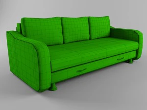 sofa with leather armrests 3D Model