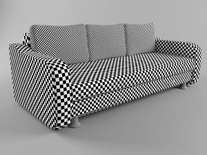 sofa with leather armrests 3D Model