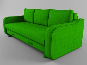 sofa with leather armrests 3D Model